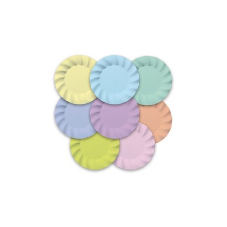 8 piatti Ø20cm colori assortiti Soft Rainbow pastello Big Party