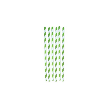 12 cannucce Stripes in carta verde/bianco Big Party
