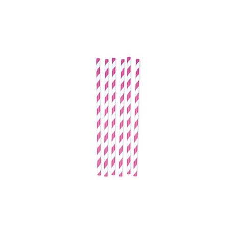 12 cannucce Stripes in carta fucsia/bianco Big Party