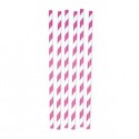 12 cannucce Stripes in carta fucsia/bianco Big Party