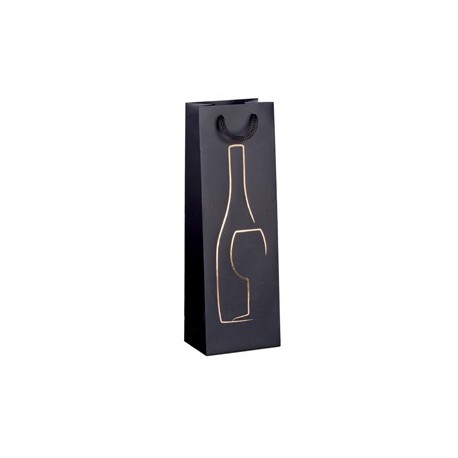 Shopper portabottglie c/manici in corda 12x37x9cm nero Rex Sadoch
