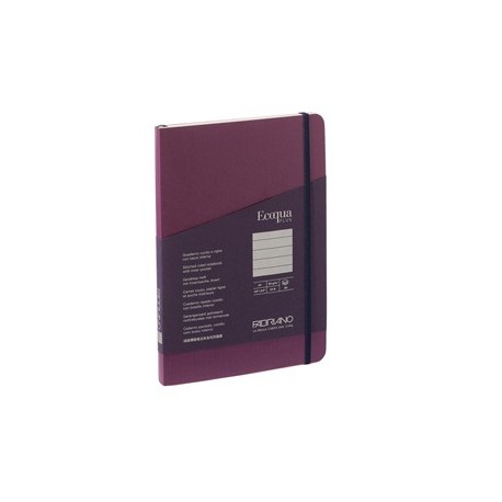 Taccuino c/elastico EcoQua Plus cucito f.to A5 80 fg. righe vino Fabriano