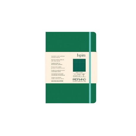 Taccuino c/elast. Ispira cop. rigida f.to A5 96fg. puntinato verde Fabriano