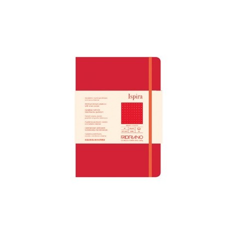 Taccuino c/elast. Ispira cop. rigida f.to A5 96fg. puntinato rosso Fabriano