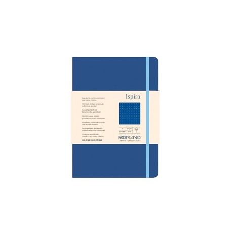 Taccuino c/elast. Ispira cop. fless. f.to A5 96fg. puntinato blu royal Fabriano