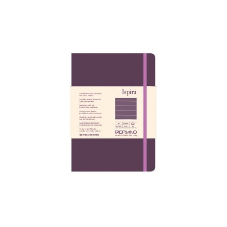 Taccuino c/elast. Ispira cop. fless. f.to A5 96fg. a righe viola Fabriano