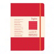 Taccuino c/elast. Ispira cop. fless. f.to A5 96fg. a righe rosso Fabriano