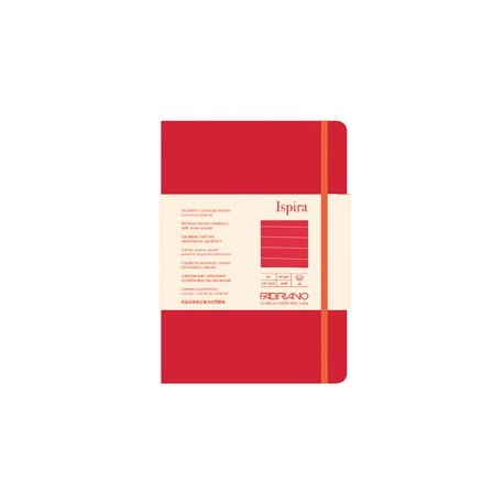 Taccuino c/elast. Ispira cop. fless. f.to A5 96fg. a righe rosso Fabriano