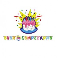 Festone in cartoncino 6mt Buon compleanno Torta Big Party