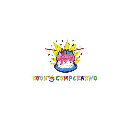 Festone in cartoncino 6mt Buon compleanno Torta Big Party