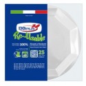 25 Piatti fondi Ø220mm in PS Reuse bianco Dopla