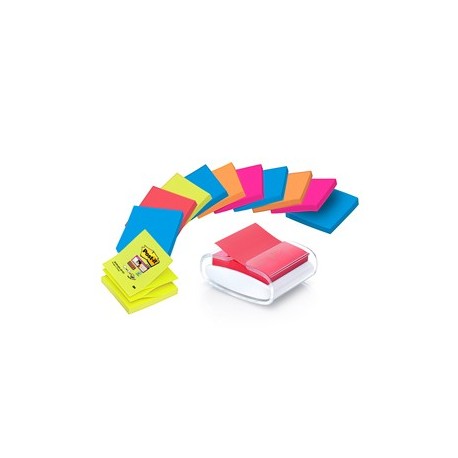 DISPENSER PRO +12 ricarche Post-it® Super Sticky Z-Notes colori ass. 76x76mm