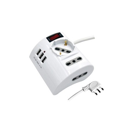 Multipresa da tavolo 3 porte USB e 3 prese Mediacom
