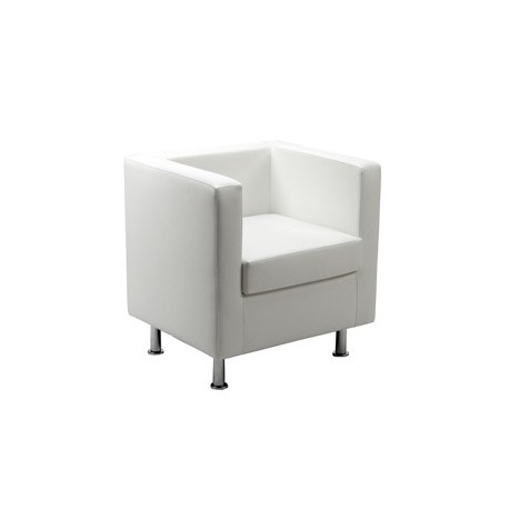 Poltrona in similpelle Pragma PR1 bianco con braccioli inclusi