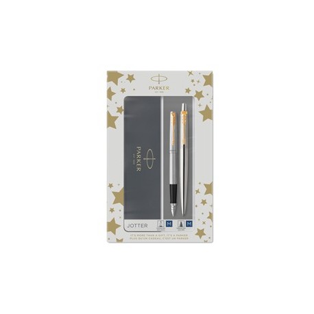 Gift Set DUO Jotter stainless steel GT sfera+ stilografica M Parker