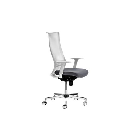 Poltrona semidirezionale Elite wing WIEB grigio/bianco con braccioli regolabili