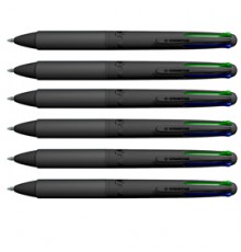 Astuccio 6 penne sfera 4 colori Multi 1,00mm All Black Osama