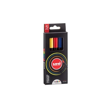 Astuccio 5 marcatore Uni Posca Pen PC1M p. extra fine 0.7mm col.ass. UNI