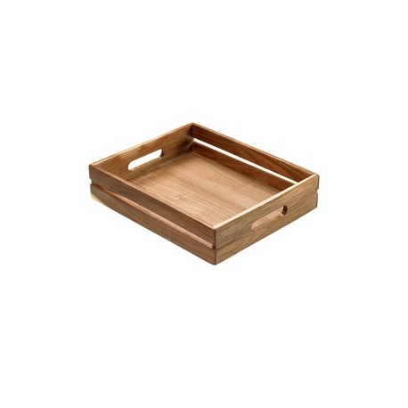 Cassetta per alimenti in legno di acacia 32,5x26,5x7cm Leone
