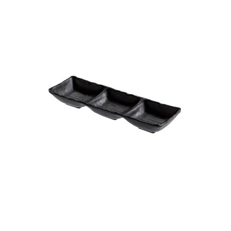 Vassoietto a tre scomparti nero in melamina 27x9x3,5 cm Leone