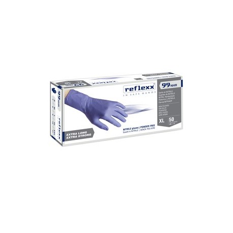Conf 50 Guanti In Nitrile R99 tg L ultra resist manichetta lunga Reflexx