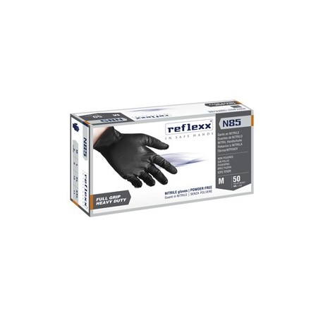 Conf 50 Guanti In Nitrile N85 nero tg XL ultra resistenti Reflexx