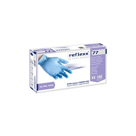 Conf 100 Guanti In Nitrile R77100 taglia S azzurri Reflexx