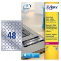 Poliestere adesivo L6129 argento 20fg A4 Ø 30mm(48et/fg) laser Avery