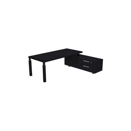 Scrivania dir. c/mobile serv. 180x90cm PRESTIGE QUADRO Nero Venato/nero