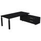 Scrivania dir. c/mobile serv. 210x90cm PRESTIGE QUADRO nero venato/nero