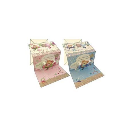 Biglietto Nascita 2 motivi assortiti maschio/femmina Kartos