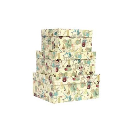 Set 3 scatole regalo grandi fantasia Alice dimensioni assortite Kartos