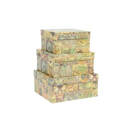 Set 3 scatole regalo medi fantasia Maps dimensioni assortite Kartos