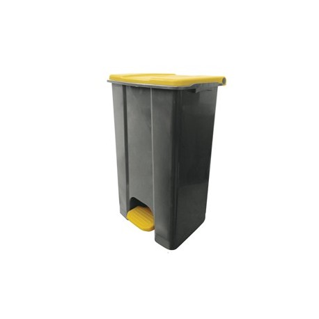 Contenitore mobile a pedale in plastica riciclata Ecoconti 80lt grigio e giallo
