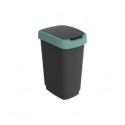 Pattumiera 25LT in PPL Nero/Verde scuro con coperchio basculante Rotho