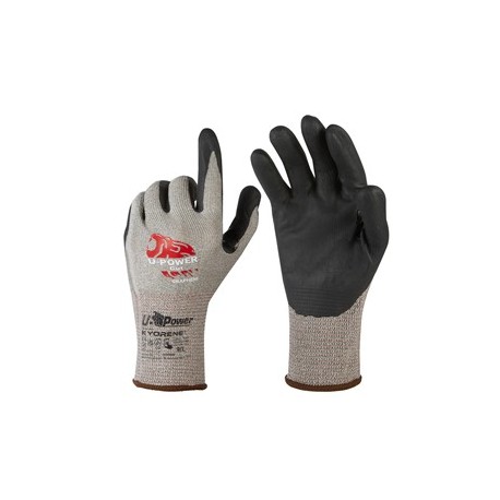 Guanti di protezione CUT taglia 09 grigio nero c/polsino marrone U-Power