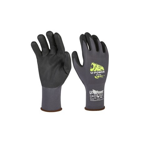 Guanti di protezione FLEX taglia 10 nero grigio c/polsino nero U-Power