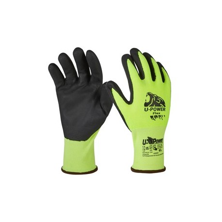 Guanti di protezione FLEX taglia 10 verde fluo nero c/polsino nero U-Power