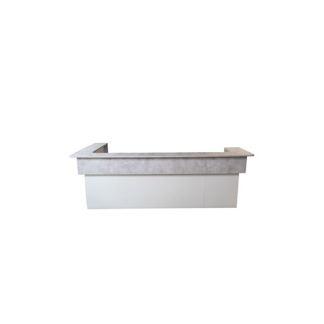 Modulo reception lineare c/2 est.arrot. 342x83x109cm bianco/cemento-Welcome in