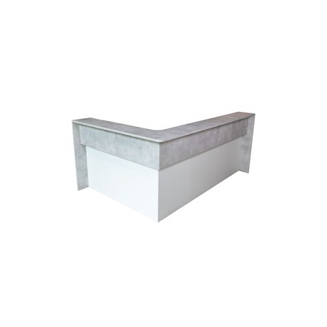 Modulo reception angolare c/scrivania 223x203x109cm bianco/cemento-Welcome in