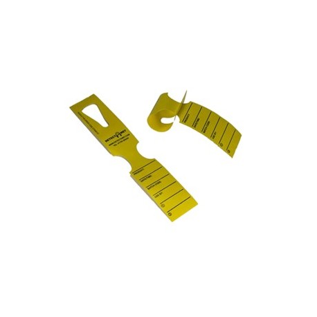 Rotolo 500 etichette gialle con foro in carta detectabili 50x279mm