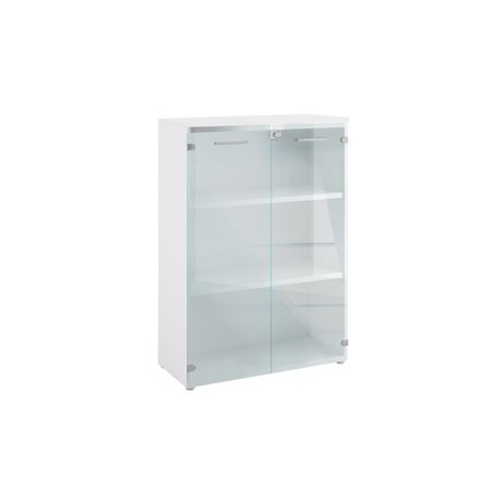 Armadio modulare con ante in vetro 90x41,6cm - H128,5cm Top bianco - Filing