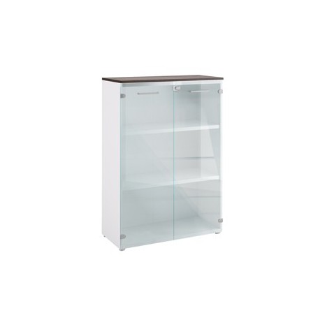 Armadio modulare con ante in vetro 90x41,6cm - H128,5cm Top wengE' - Filing