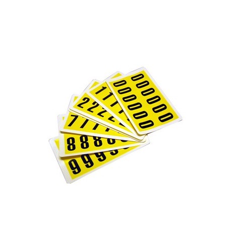 Numeri adesivi 0-9 38 x 21mm 12et/fg. nero/giallo Beaverswood