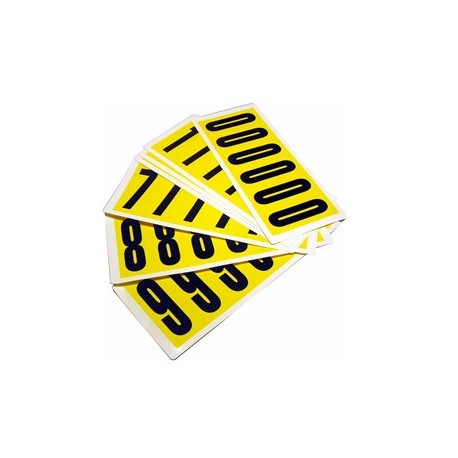 Numeri adesivi 0-9 90 x 38mm 6et/fg. nero/giallo Beaverswood
