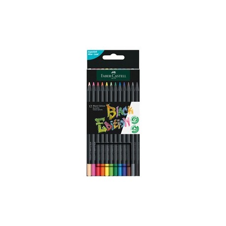 Astuccio 12 matite colorate triangolare Black Edition Faber-Castell