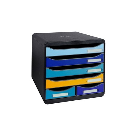 Cassettiera A4 6 cassetti BIG-BOX MAXI nero/multicolore Bee Blue Exacompta