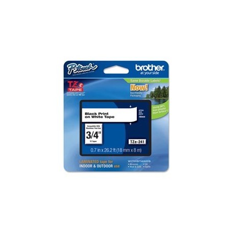 NASTRO BROTHER TZE-241 18MMx8MT NERO/BIANCO