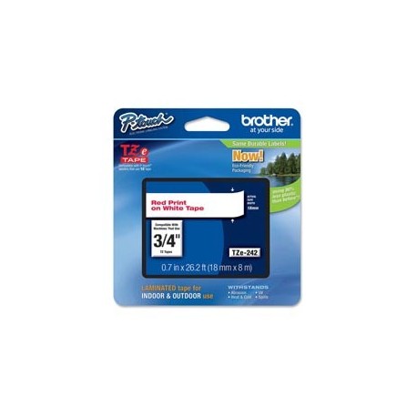 NASTRO LAMINATO BROTHER TZE-242 18MMx8MT ROSSO/BIANCO