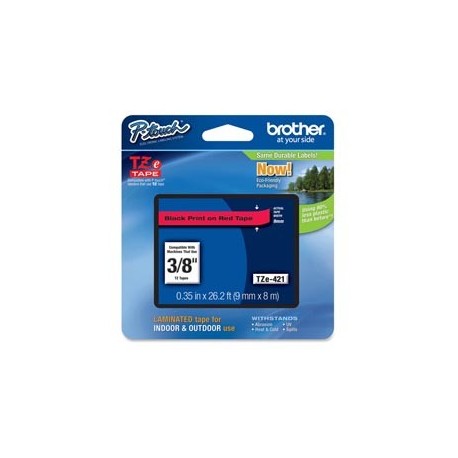 NASTRO BROTHER TZ-E421 9MMX8MT NERO/ROSSO